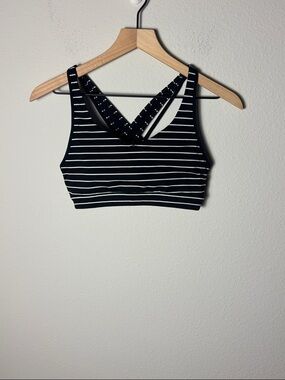 Athleta Transcendence Striped Bra Black and White S/866892